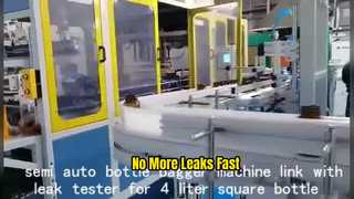 Semi-automatische flessenbagger-machineverbinding met lektester voor vierkante fles van 4 liter